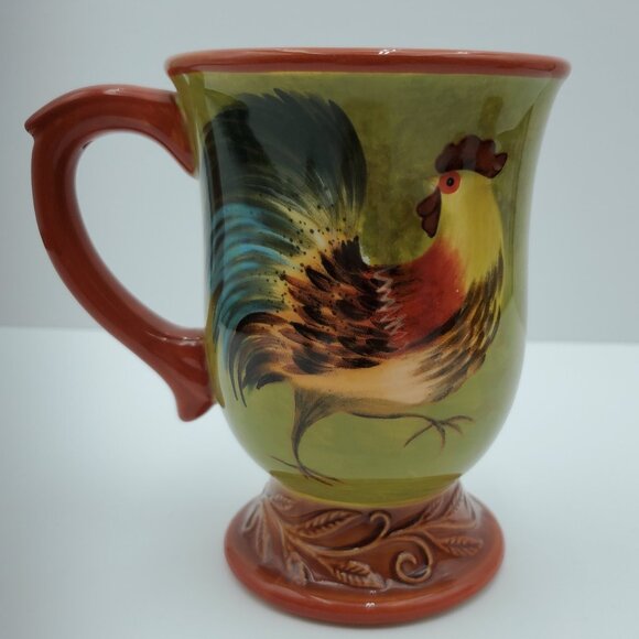 Cracker Barrel Break of Dawn Rooster Mugs Susan Winget Footed Pedestal Mugs - Picture 4 of 8